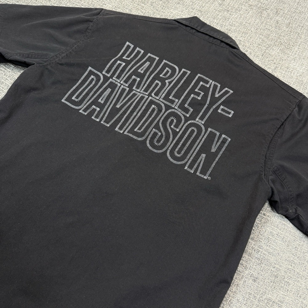 Harley Davidson Button Up Shirt Men M Black H-D Performance Short Sleeve Biker